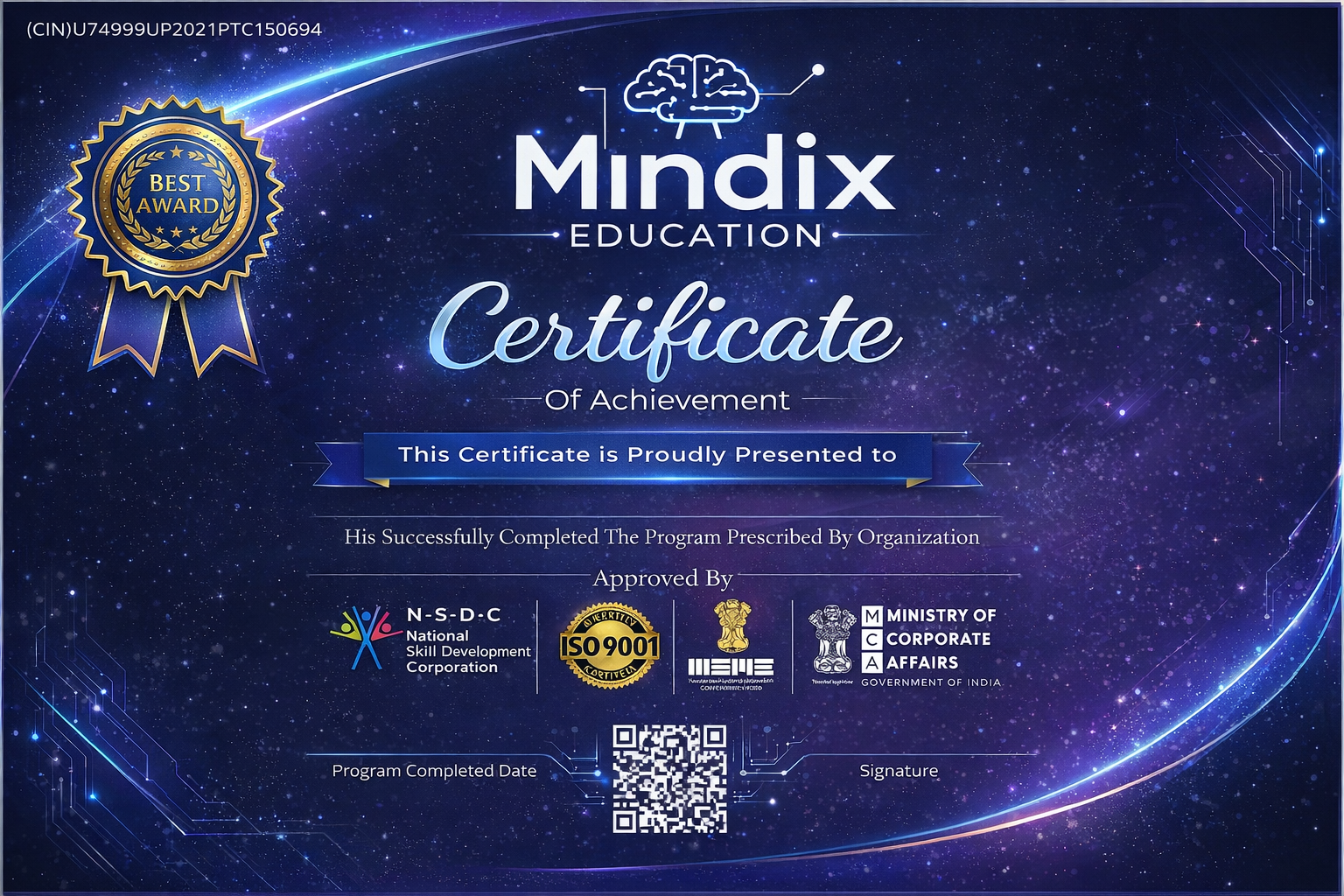 Mindix Education Certificate